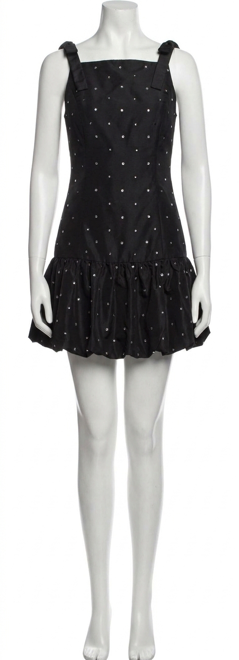 NEW AQUA rhinestone mini dress in black